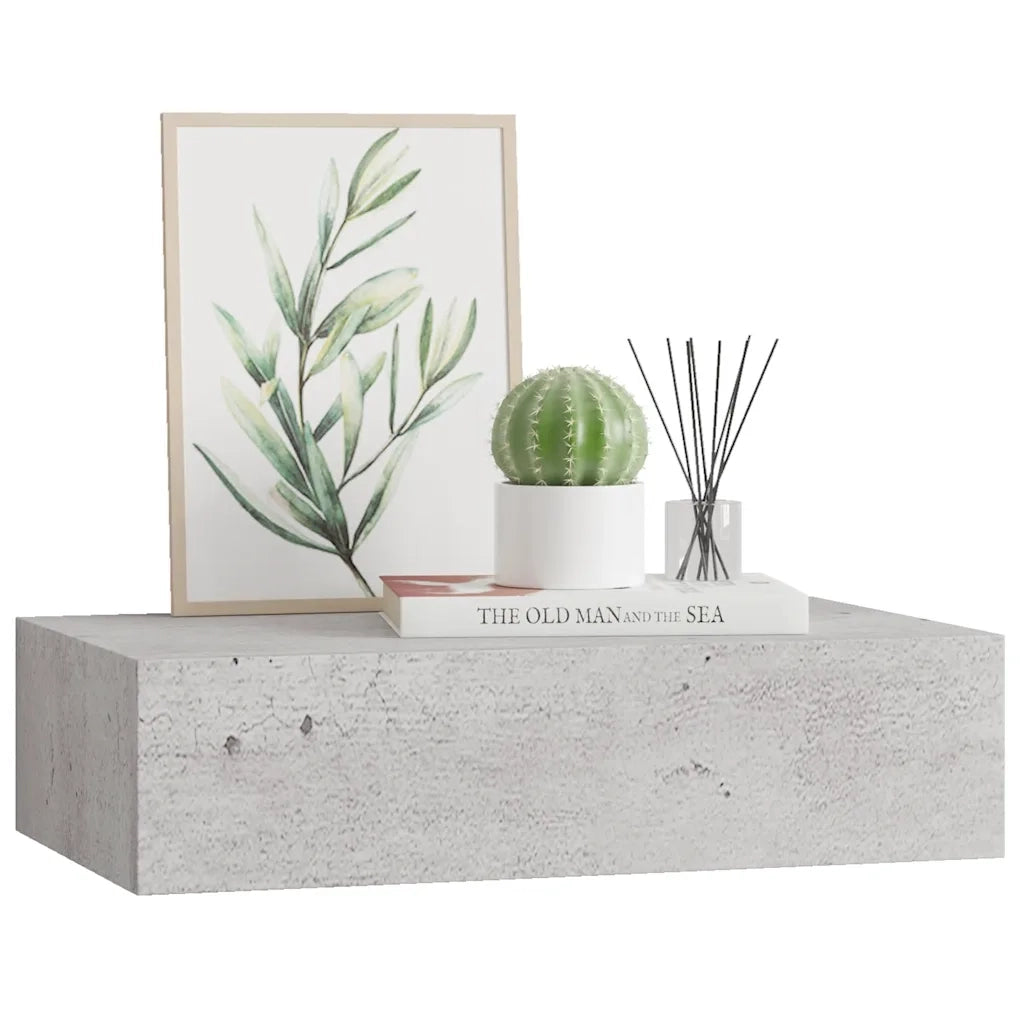 Scaffale con Cassetti da Parete Grigio Cemento 40x23,5x10cm MDF 330251