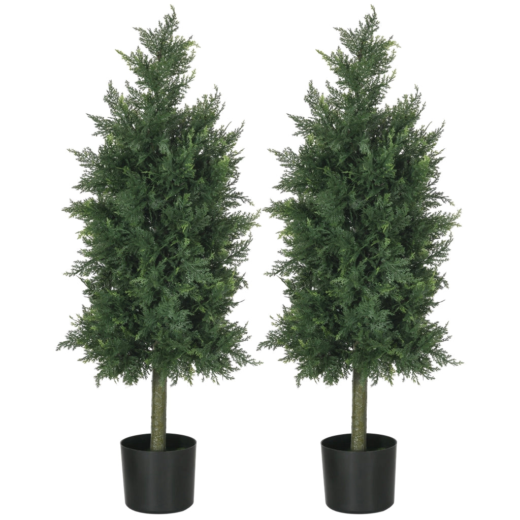 2 Piante Artificiali Cedro con Vaso ¨C zephmum ¨C Verde 38x12.5x90 cm