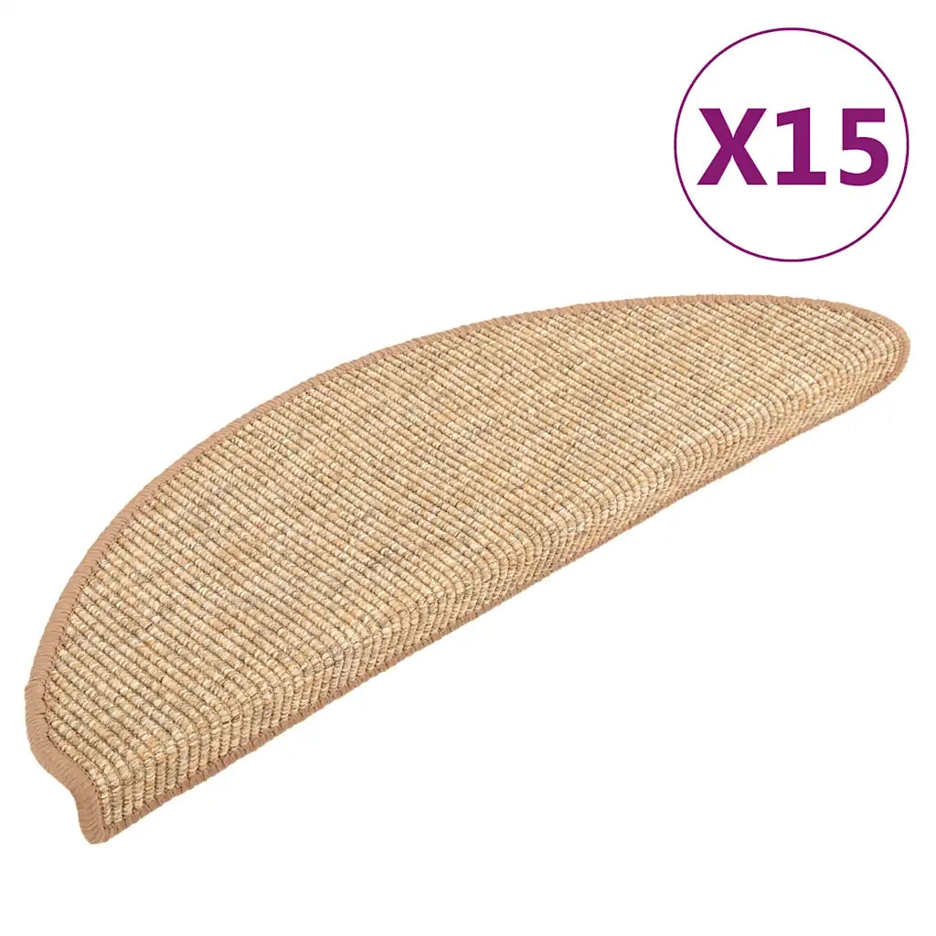 Tappetini per scale 15 pz 56x17x3 cm Marrone chiaro Semicircolari 326898