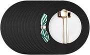 Set di tovaglie per tavolo da 12 - Tovaglia rotonda 38 cm - Resistente al calore - Lavabile - Plastica - Colore elegante nero - Sottopiedini per tavolo