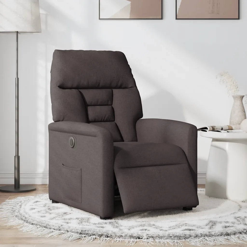 Poltrona Elettrica Reclinabile Marrone Scuro in Tessuto 3303017