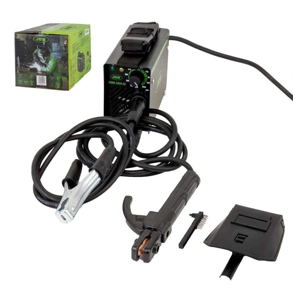 Saldatrice ad inverter da fabbro MMA 100A con casco saldatura autoscurante completa cavi