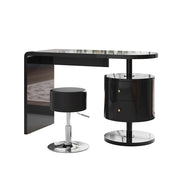 Vicco Tavolo da toeletta Nero lucido 120 cm con sgabello