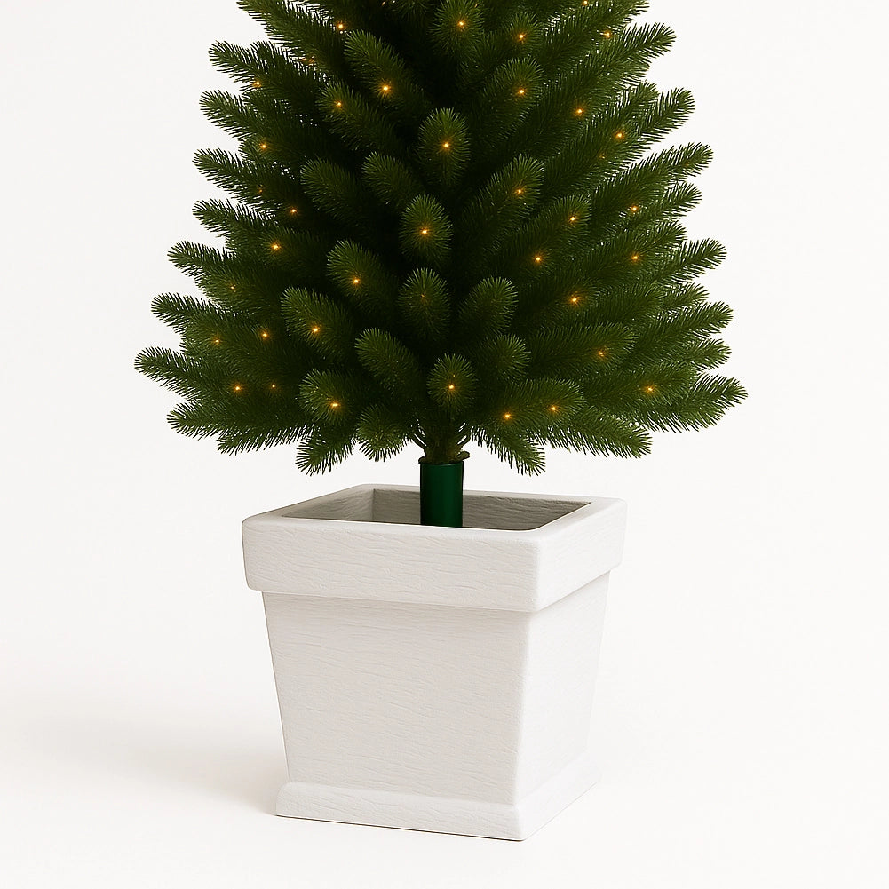 Base Albero di Natale Vaso Bianco Supporto 40x40x41cm con Attacco Universale