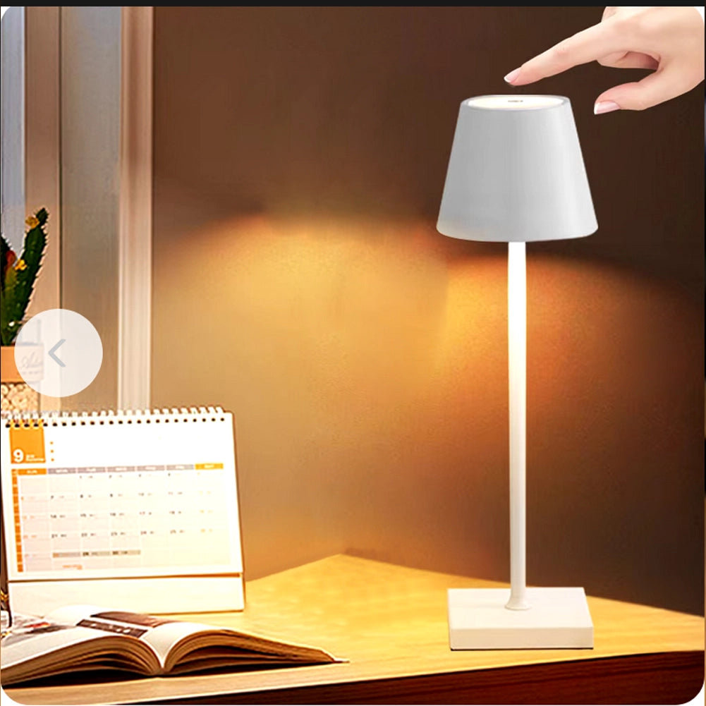 Lampada Touch da Tavolo Bianca Ricaricabile USB con Luce Dimmerabile 10.5x26.5cm
