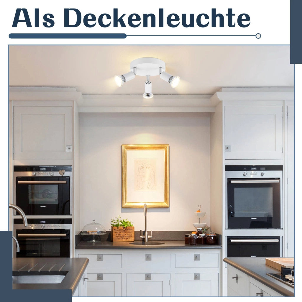 ZMH Faretto da soffitto bianchi 3 luci GU10 moderni rotondi orientabili 350° per cucina soggiorno senza lampadina