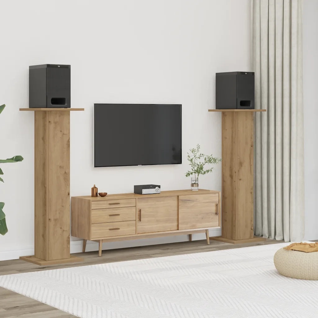 Supporti Altoparlanti 2 pz Rovere 30x30x95 cm in Multistrato