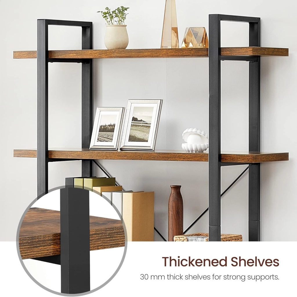 VASAGLE Libreria a 5 Ripiani, Scaffale in Stile Industriale, Portaoggetti Stabile, Facile da Montare, per Soggiorno, Camera da Letto, Ufficio, Marrone Vintage e Nero LLS55BX