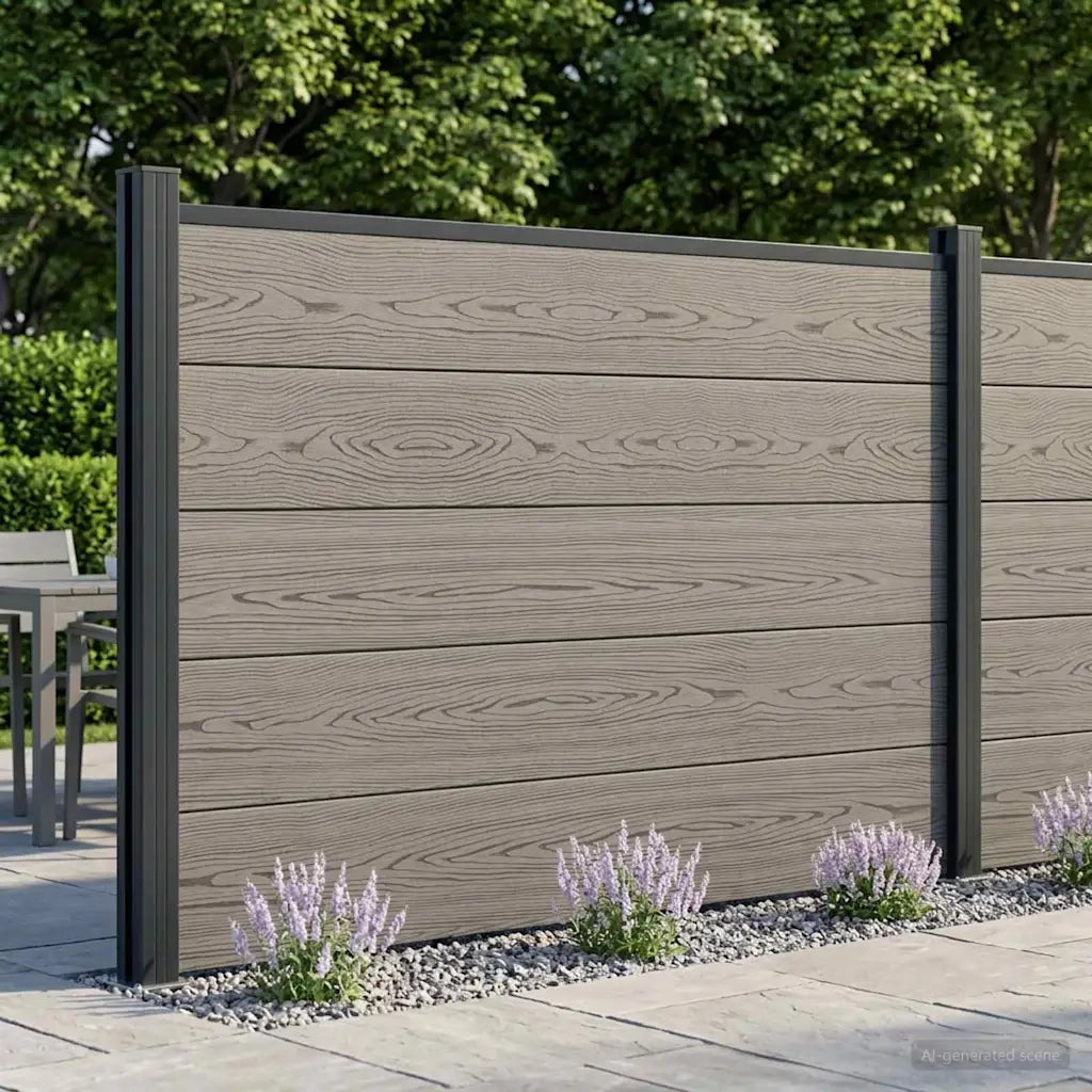 Pannello di Recinzione WPC e Alluminio Grigio 42039071