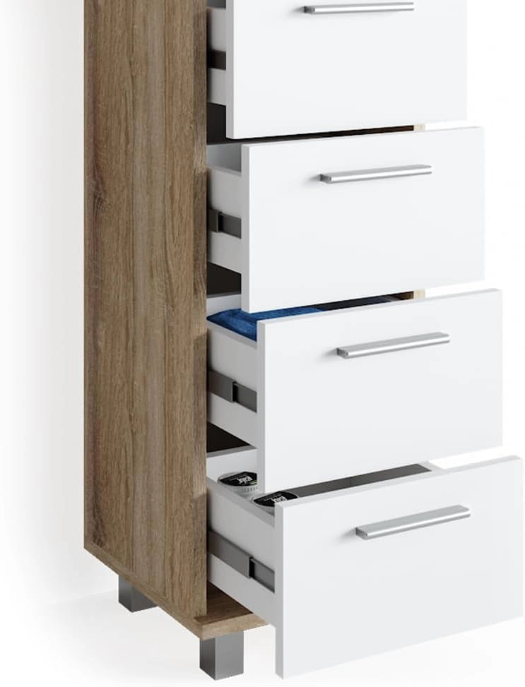 Cassettiera da bagno Ilias, Sonoma, 30 x 95 cm, adatto per il montaggio a parete e combinabile con la serie Ilias
