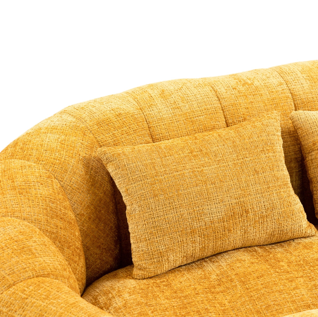 Divano lounge in ciniglia giallo con schiuma memory 150 cm