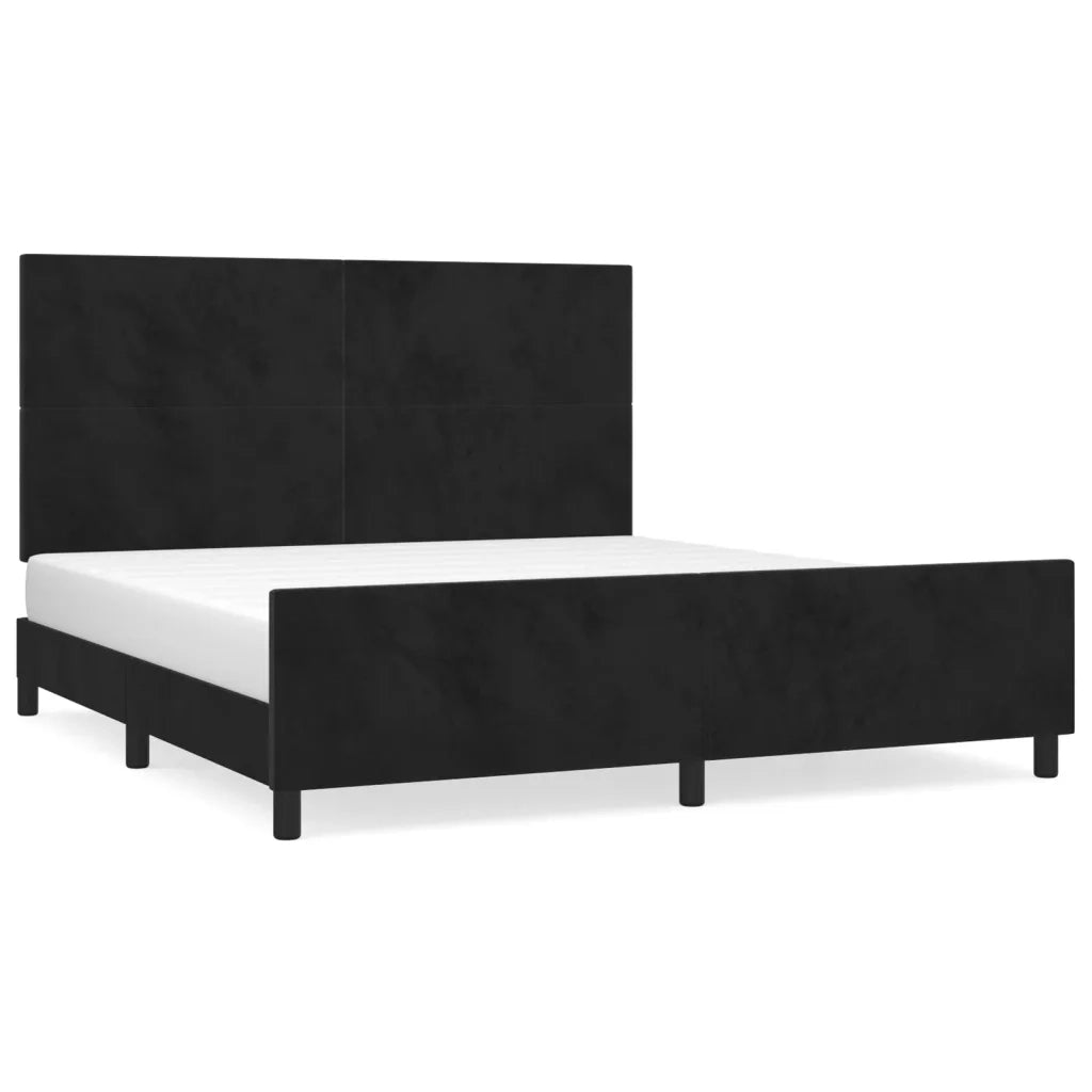 Giroletto con Testiera-Struttura Letto con testiera Nero 180x200 cm in Velluto 849273