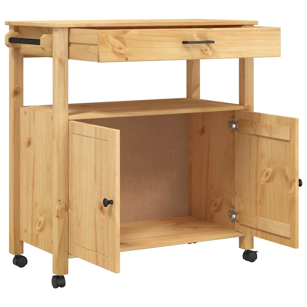 Carrello da Cucina MONZA 84x40x88,5 cm in Legno Massello di Pino 376106
