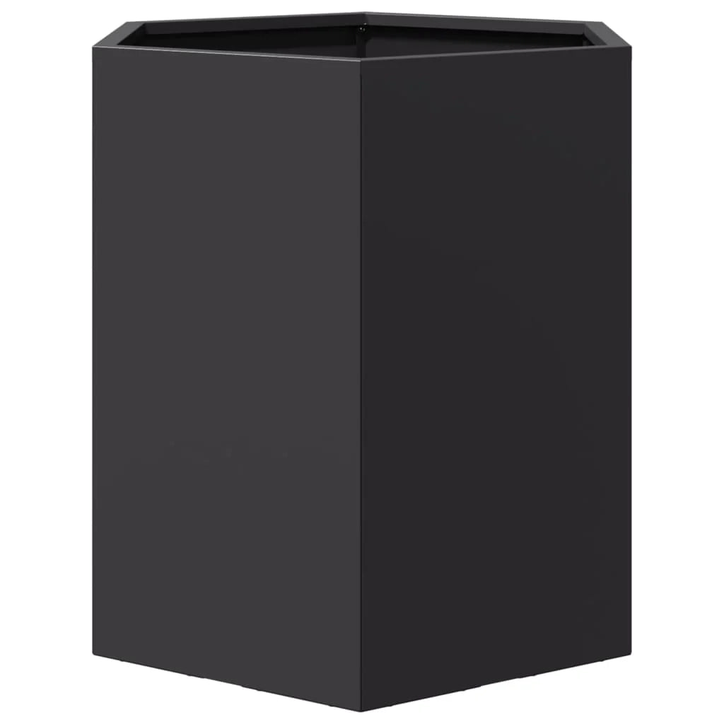 Fioriera rialzata per piante fiori giardino terrazze set da 2 esagonale 46 x 40 x 45 cm acciaio nero 02_0039074