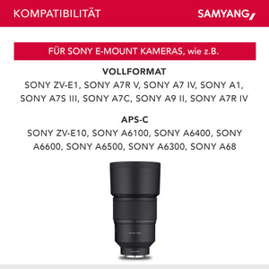 Teleobiettivo AF 135mm F1.8 FE compatibile con Sony E Autofocus pieno formato e APS-C Focale fissa veloce, alloggiamento in alluminio contro intemperie Per A9 A7 A1 Alpha 6000 A7C II A7C R