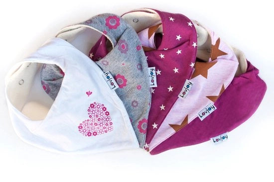 Bandana per Bambini, Slabbetjes Driehoekig, Età 0-3 Anni, Pacchetto da 5 (Rosso Pastello)