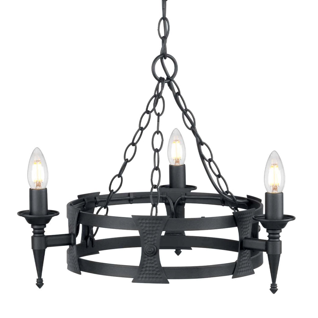 Lampadario nero Saxon in acciaio 3xE14 60W Elstead