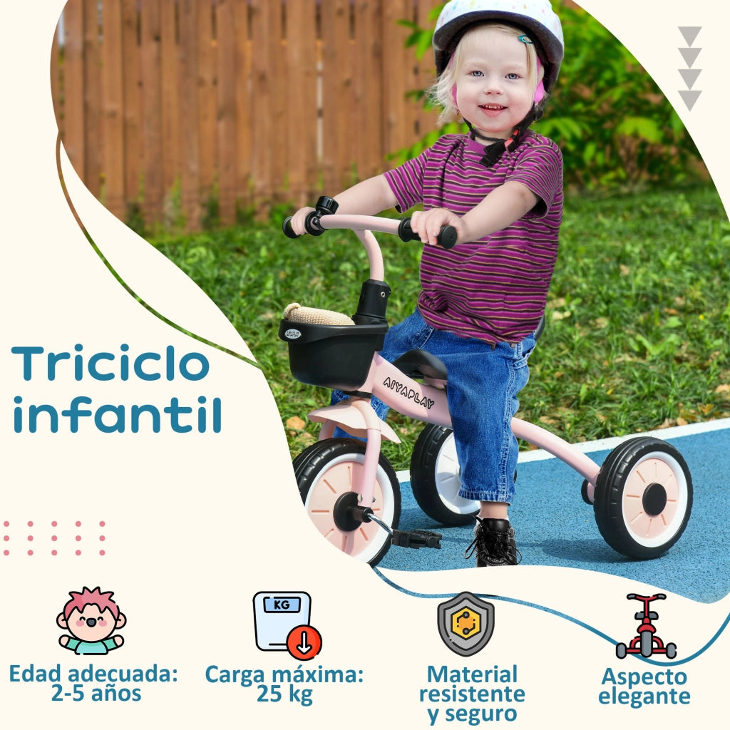 Triciclo per Bambini 2-5 Anni ¨C zephmum ¨C Rosa 70.5x53x58 cm