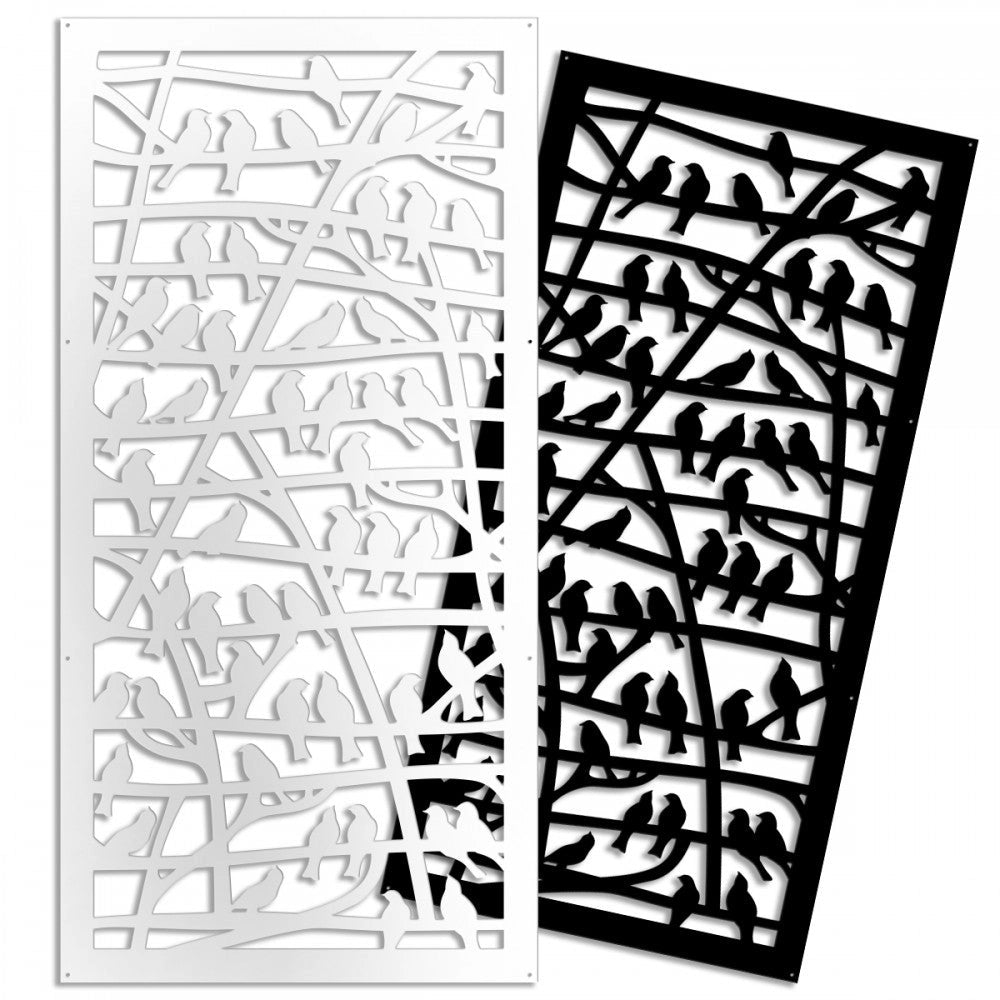 BIRDS - Pannello in PVC traforato - Parasole Colore: bianco, Misura: 73x148 cm