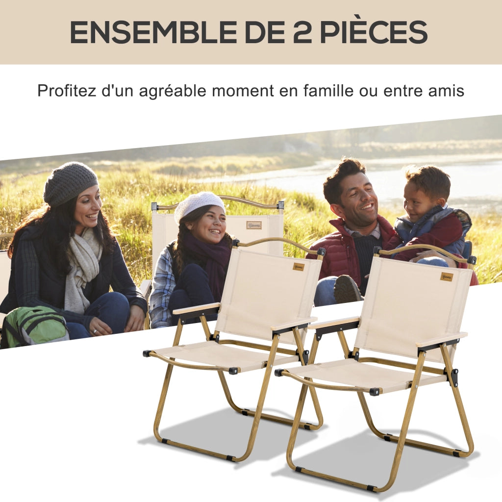 Set 2 Sedie Pieghevoli da Campeggio ¨C Xylo ¨C Tessuto Oxford Struttura Acciaio Kaki 54x59x78cm