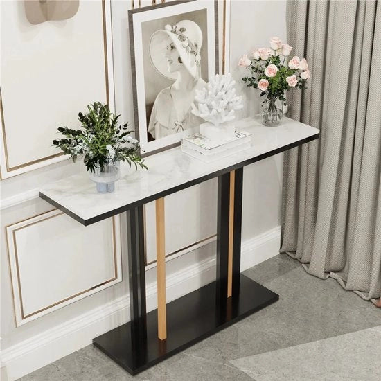 Consoletafel in Marmo Luxe, Piccola Sedia per Salotto dietro il Divano, Mobili per Hall e Entrata