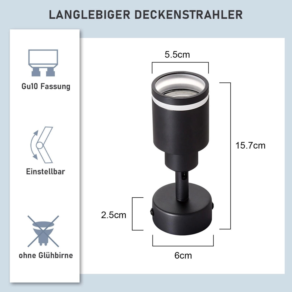 ZMH Faretto da soffitto moderno plafoniera nera 1 lampadina orientabile in metallo GU10