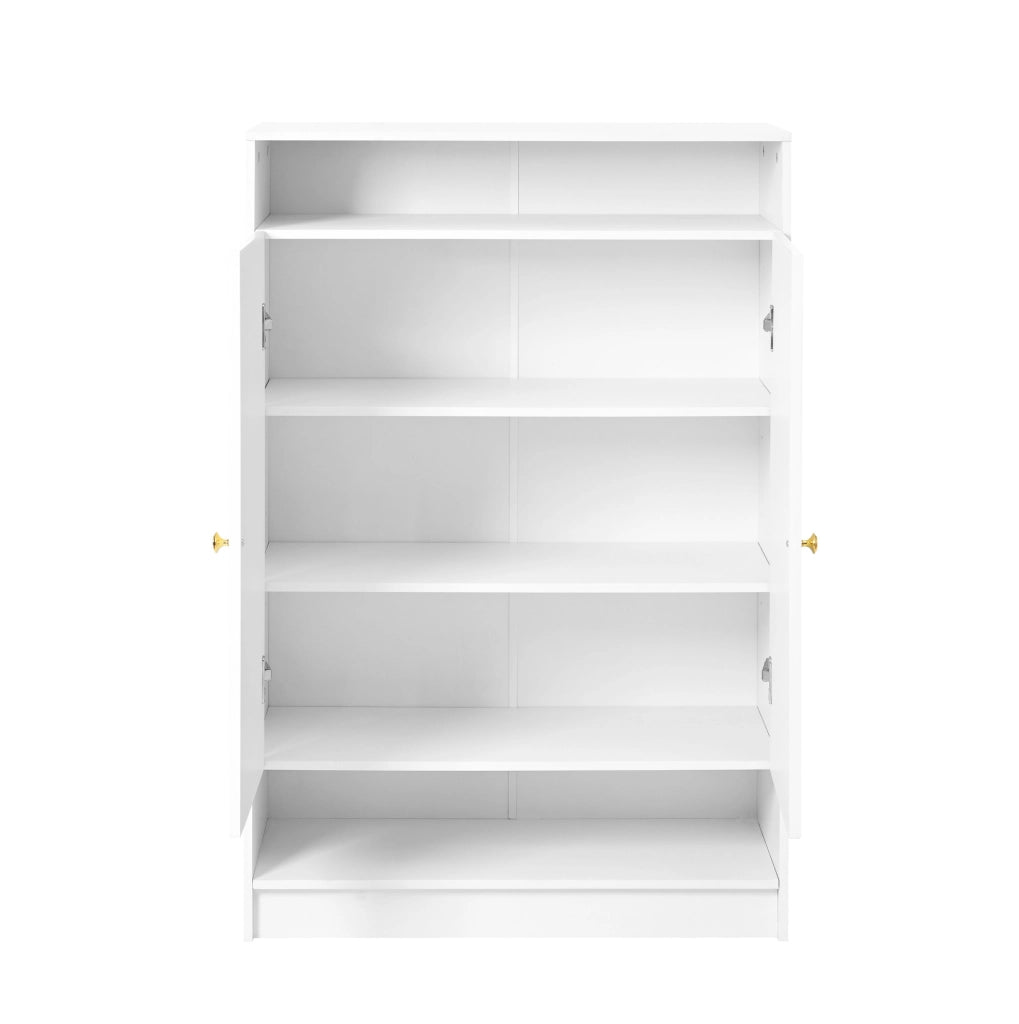 Scarpiera con ripiani regolabili e 2 ante; 146 x 34 x 109 cm; bianco