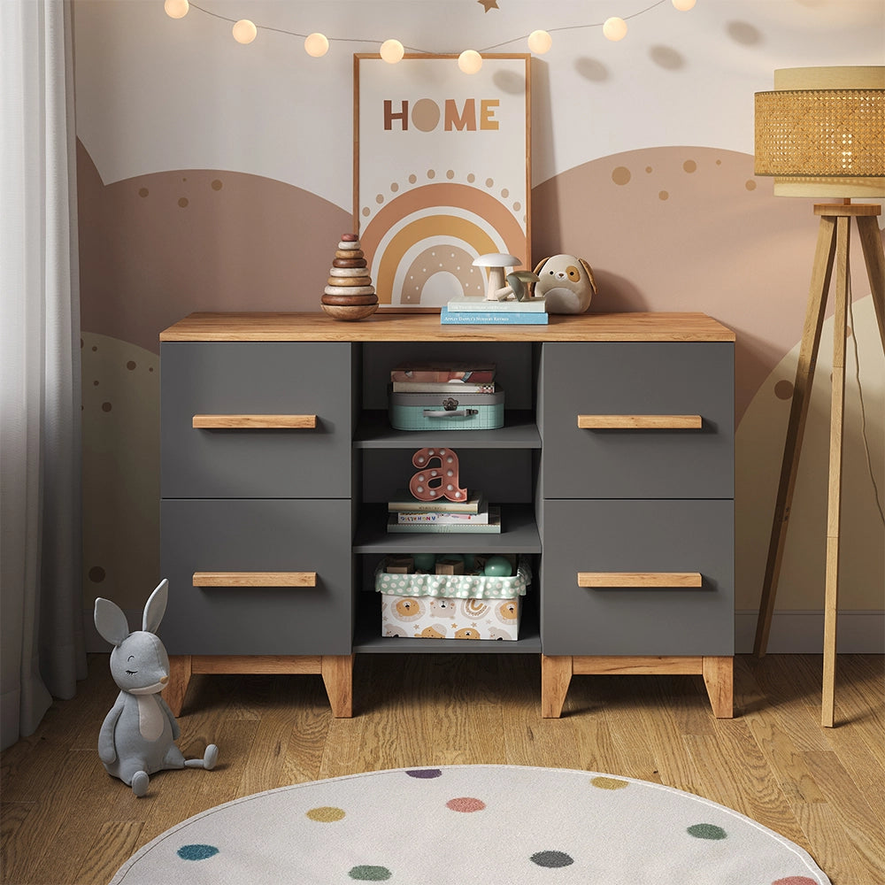 Vitalispa Fasciatoio Grigio/Artisan 133 x 98 cm XL con 4 cassetti