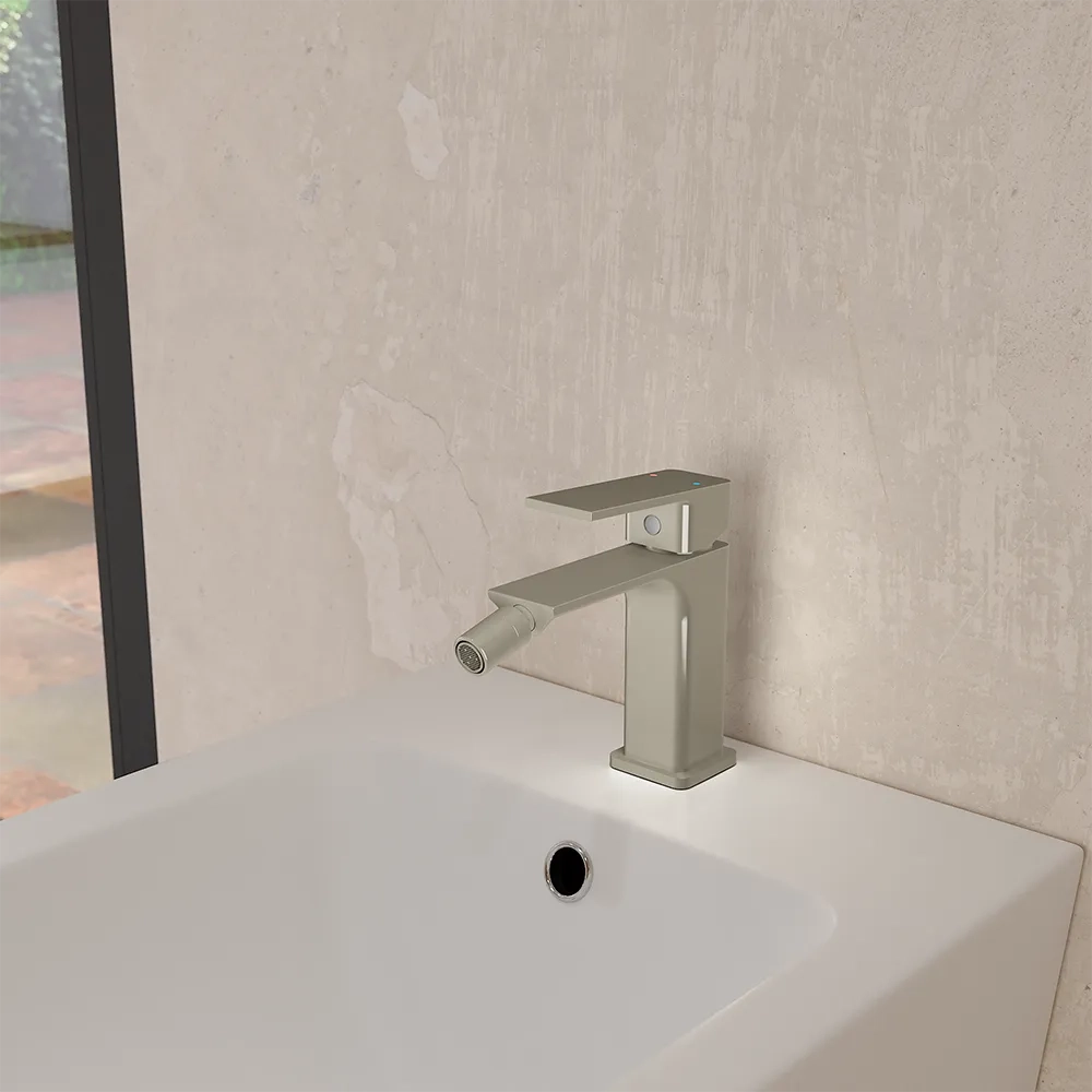 Set miscelatori: lavabo ad incasso bidet senza scarico e incasso doccia c/deviatore nickel spazzolato | Ingrid