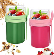 2-pack contenitori yogurt, pratici 550 ml + 250 ml, contenitori yogurt per muesli con cucchiaio, contenitori per muesli, doppia strato, contenitori per insalata senza latticelli, contenitori yogurt per lavoro, scuola, picnic