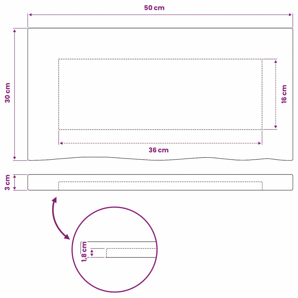 Piano del Tavolo Rettangolare 90 x 50 x 3,5 cm Rettangolare 938392