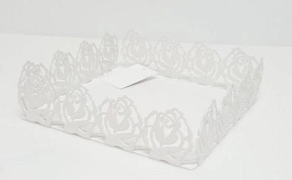 Portatovaglioli da Tavola in metallo rose bianco home 19 x 19 cm