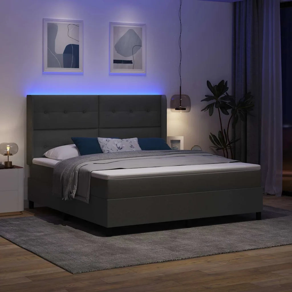 Letto a Sorgente LED Grigio scuro 180 x 200 cm Tessuto 3343519