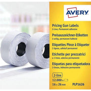 Etichette permanenti per prezzatrici 2 linee avery 16x26 mm bianco - conf. 10 rotoli da 1200 etichette - plp1626 - 102479
