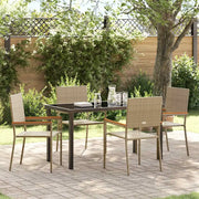 Set da Pranzo per Giardino con cuscino 5 pcs Beige polyrattan