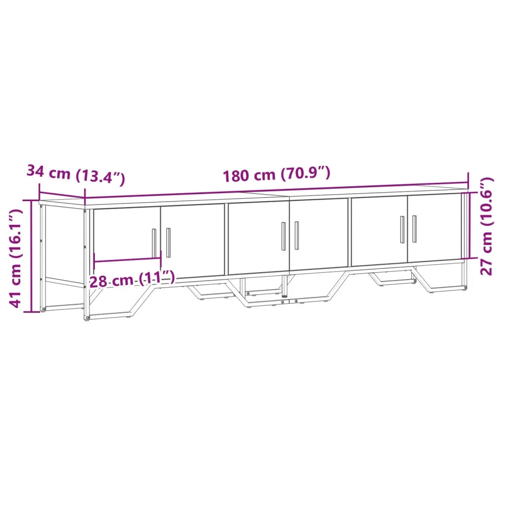 Mobile Porta TV Rovere Sonoma 180x34x41 cm Legno Multistrato