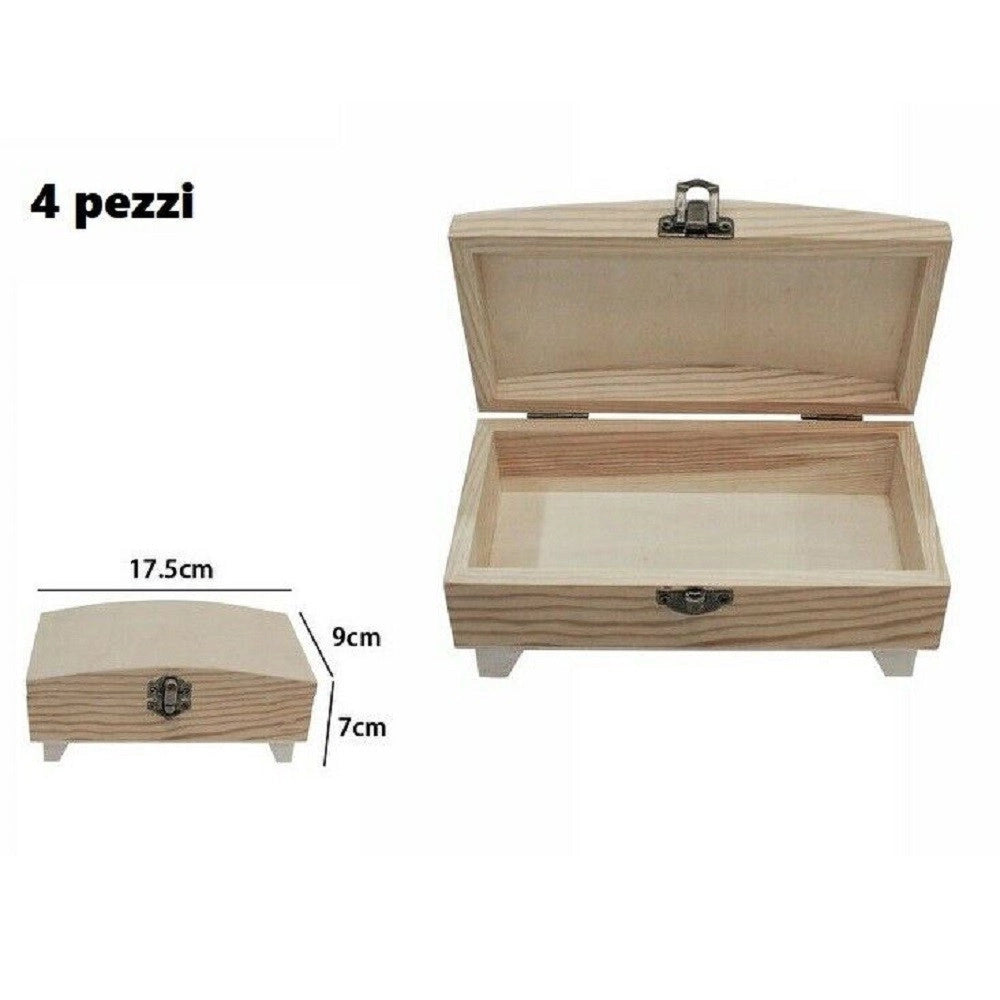 Trade Shop - Set 4 Scatole Box Astuccio Legno Decoupage Portagioie Cofanetto 53382a Ly-5038a -