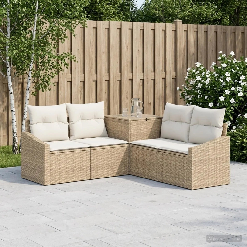 Set di divani 5 pz Beige e Bianco Crema 3447824