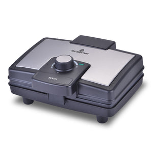 SOGO Macchina per Waffle 800W – Rivestimento Antiaderente, Temperatura Regolabile, Acciaio Inox, 2 Waffle 10x12 cm, Facile Pulizia, Salvaspazio