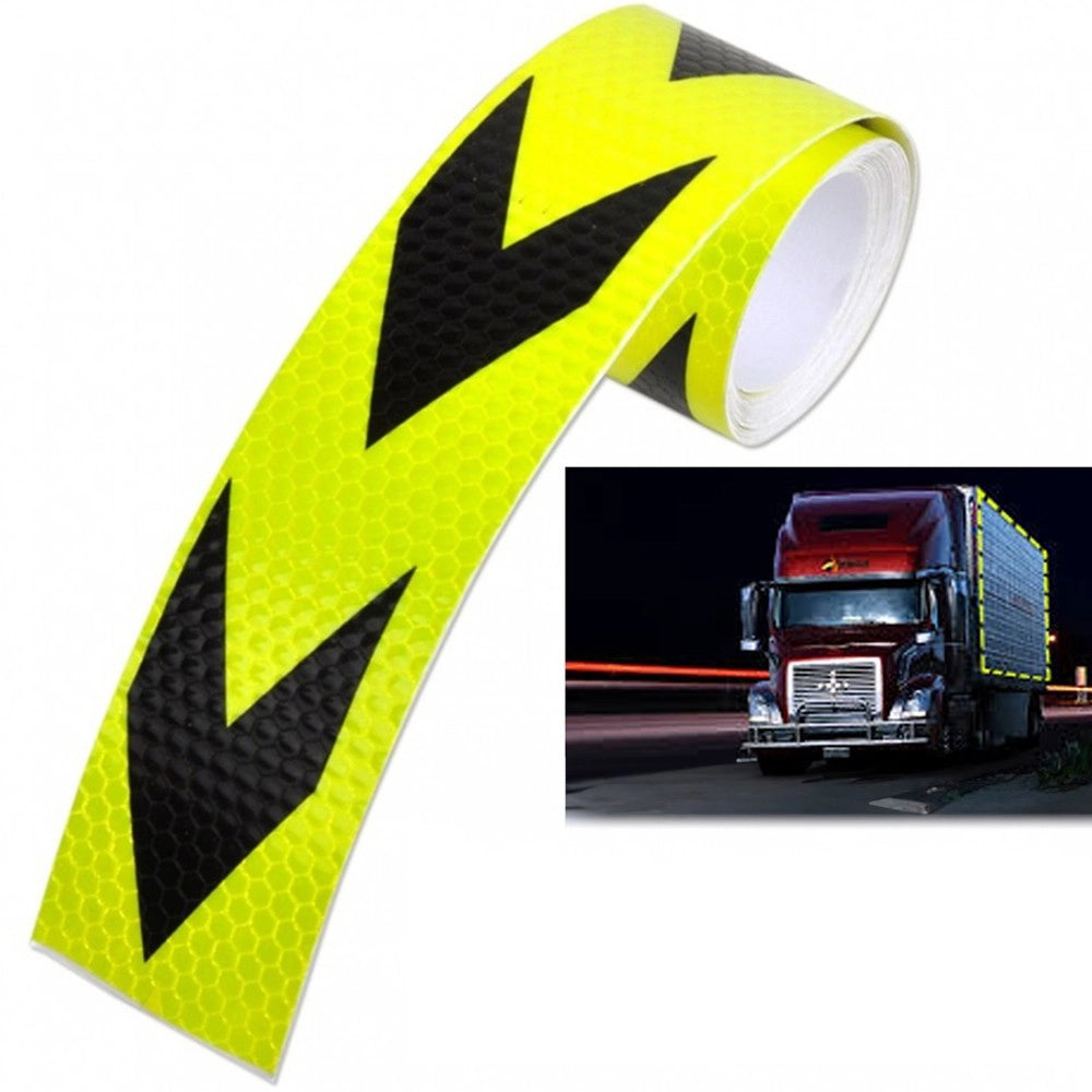 Trade Shop - Nastro Adesivo Catarifrangente Per Auto Camion Giallo E Nero Alta Visibilitá 5mt -