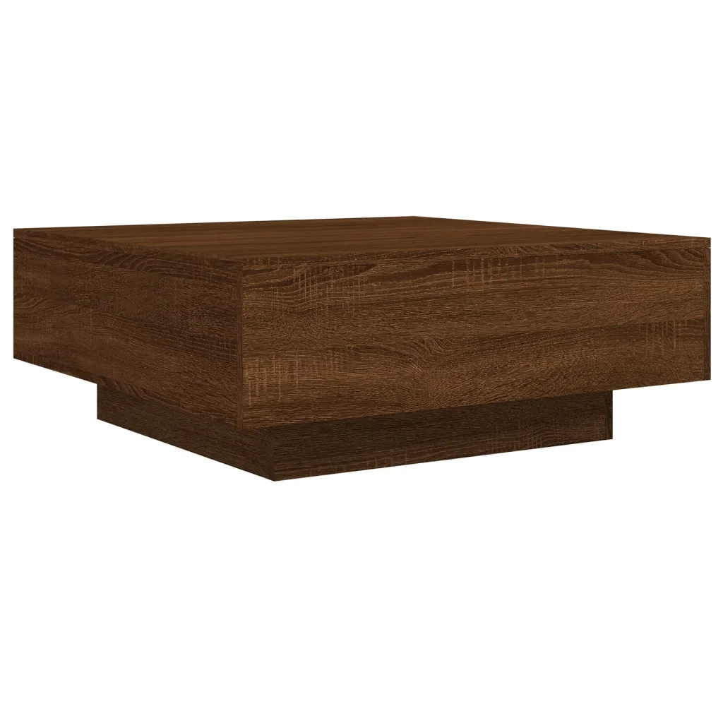 Tavolino da Soggiorno con Luci LED Rovere Marrone 80x80x31 cmcod mxl 86075