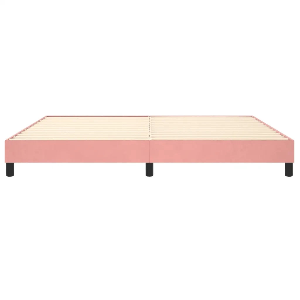 Struttura Letto a Rete a Molle-Giroletto Rosa 200x200 cm in Velluto 487056
