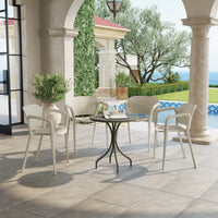 Set 4 Sedie da Giardino Design Moderno 60x56x75 cm Impilabili in PP Bianco