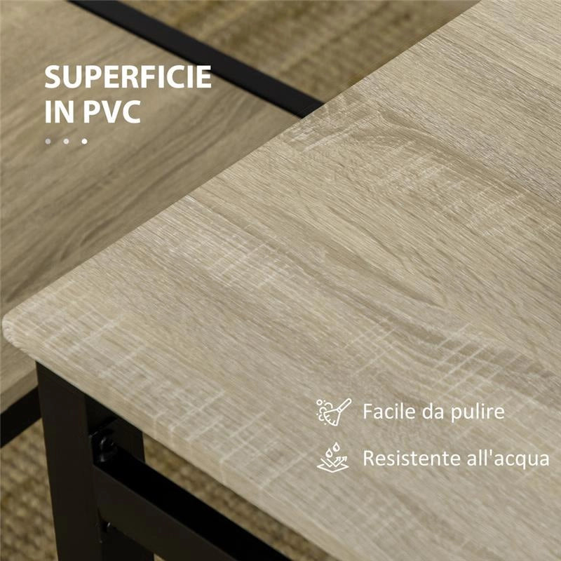 SET DA PRANZO CON TAVOLO RETTANGOLARE E 4 SEDIE IN ACCIAIO E MDF