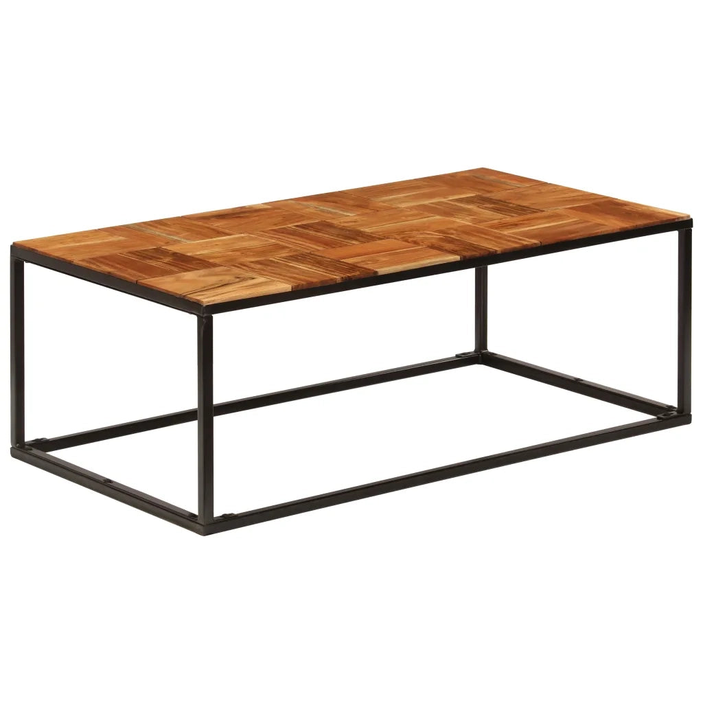 Tavolino da CaffÃ¨ 110x60x40 cm Legno Massello di Acacia Acciaio