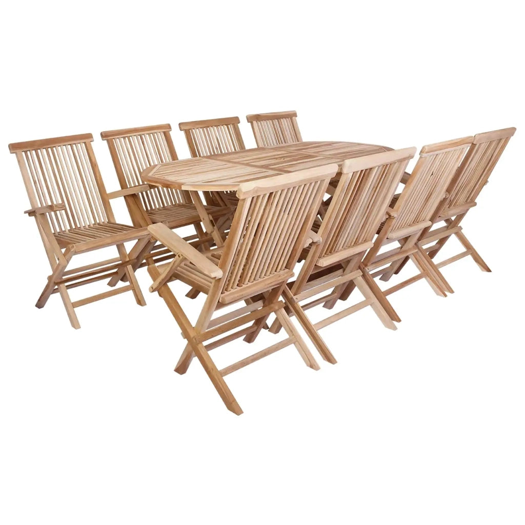 Set di Mobili da Giardino 9 pz Naturale Legno di teak solido 3418865