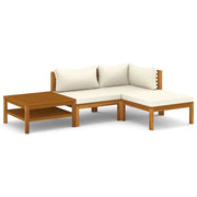 Mobili da giardino mobili da esterno Set di mobili da 4 pezzi con cuscino color crema in legno massello di acacia 02_0016073