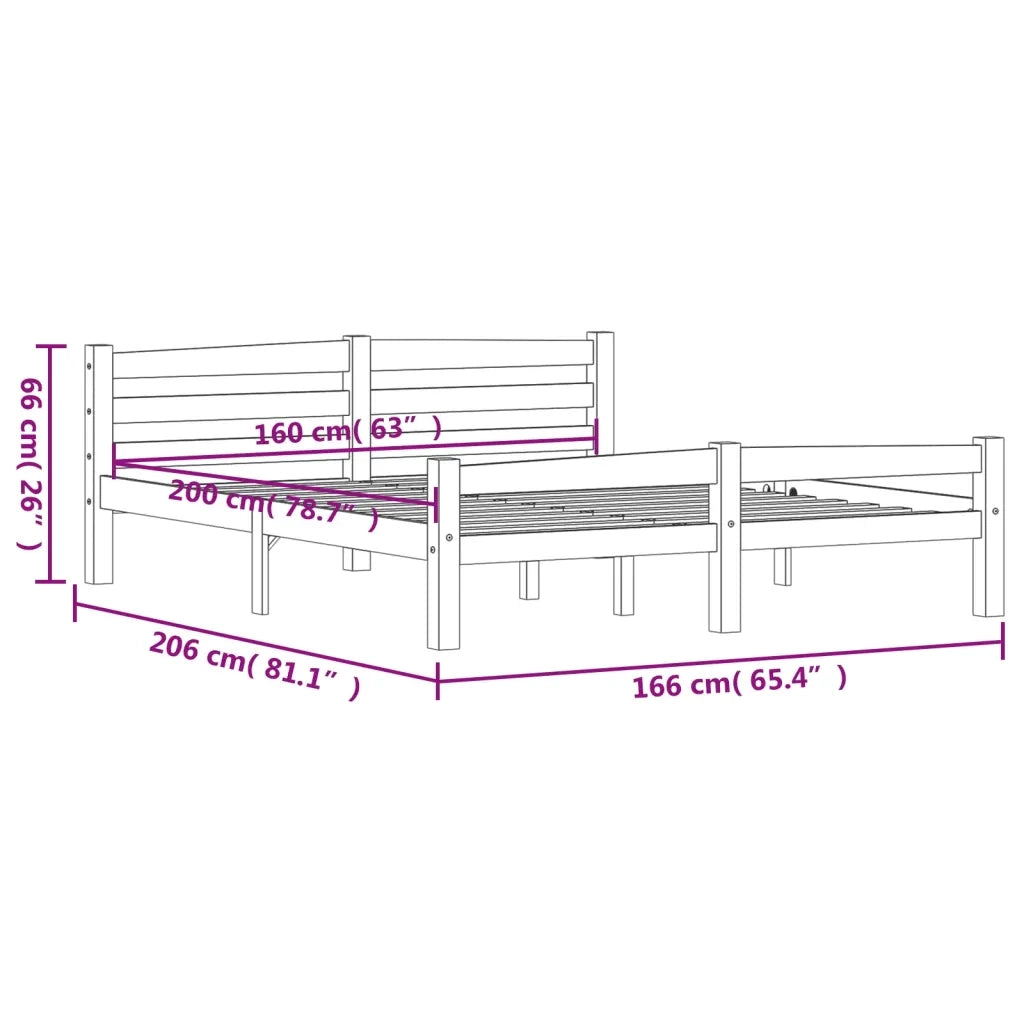 Giroletto senza Materasso Bianco 160x200 cm in Legno di Pino