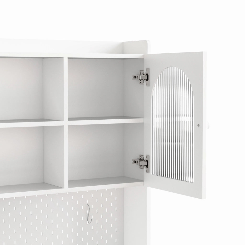 Scrivania con 3 cassetti; 6 vani e bacheca - per studio - in MDF - 100×55×180 cm - bianco