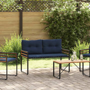 Panchetta in Legno a Strati con cuscino Navy 114 x 55 x 77 cm 42026939